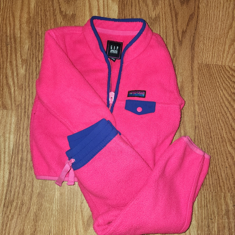 GAP Kids Vibrant Pink Fleece Jacket with Blue Trim